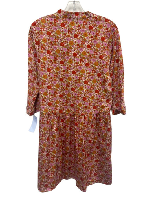 Tuckernuck Size Medium Pink, Orange, Green Cotton Blend Long Sleeve Floral Dress Pink, Orange, Green / Medium