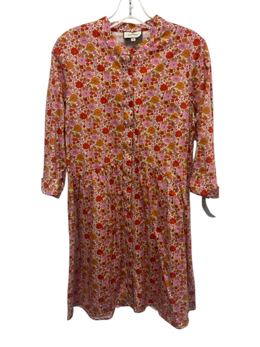 Tuckernuck Size Medium Pink, Orange, Green Cotton Blend Long Sleeve Floral Dress Pink, Orange, Green / Medium