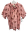 Tuckernuck Size Small Pink, Red, Yellow Cotton Short Sleeve Tie Neck Top Pink, Red, Yellow / Small
