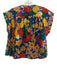 Mother Size Small Blue, Orange, Green Cotton Cap Sleeve Floral Half Button Top Blue, Orange, Green / Small