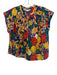 Mother Size Small Blue, Orange, Green Cotton Cap Sleeve Floral Half Button Top Blue, Orange, Green / Small