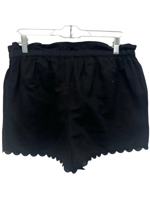 Ulla Johnson Size 8 Black Linen Blend Elastic Drawstring Waist Scalloped Shorts Black / 8