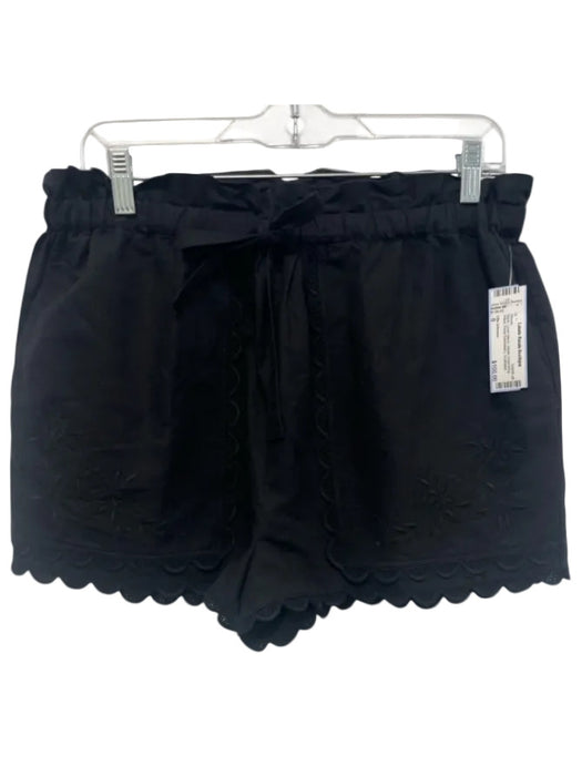 Ulla Johnson Size 8 Black Linen Blend Elastic Drawstring Waist Scalloped Shorts Black / 8