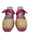 Jimmy Choo Shoe Size 38 Pink & Beige Leather & Straw Square Toe Knot Espadrille Pink & Beige / 38