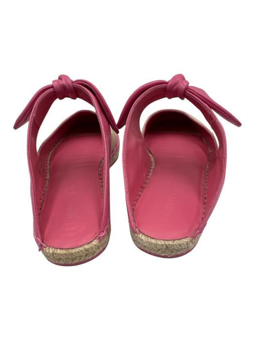 Jimmy Choo Shoe Size 38 Pink & Beige Leather & Straw Square Toe Knot Espadrille Pink & Beige / 38