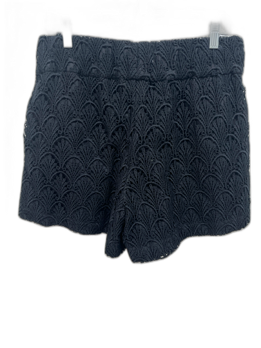 Eleanor Leftwich Size M Black Cotton Lace Overlay Elastic Waist Short Shorts Black / M