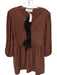 Veveret Size M Bronze & Black Gingham Front Tie Balloon Sleeve Mini Dress Bronze & Black / M