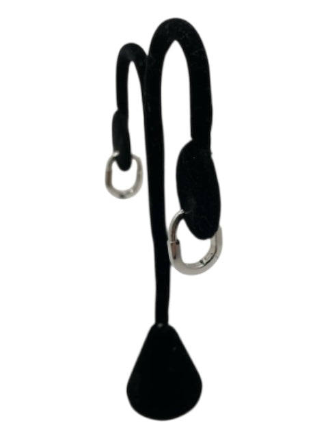 Tiffany & Co Silver Tone 18K White Gold Lock Huggie Earrings Silver Tone