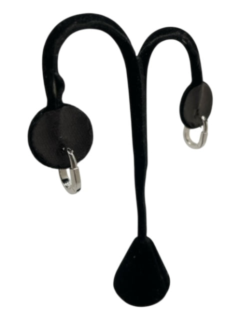 Tiffany & Co Silver Tone 18K White Gold Lock Huggie Earrings Silver Tone