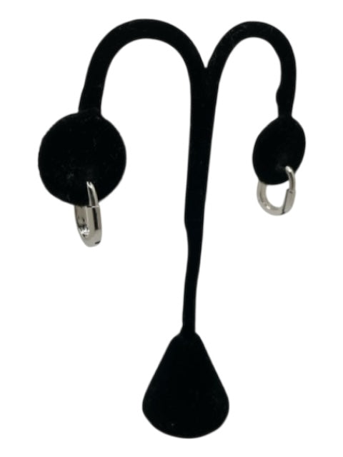 Tiffany & Co Silver Tone 18K White Gold Lock Huggie Earrings Silver Tone