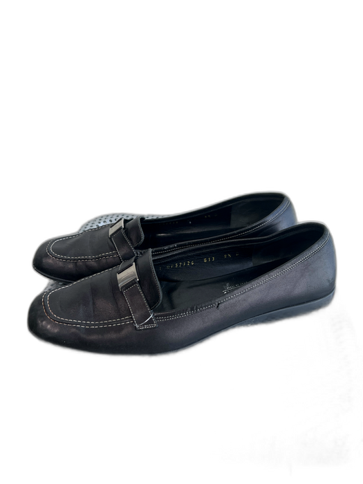 Salvatore Ferragamo Shoe Size 9.5 Black Leather Square Toe Buckle Detail Shoes Black / 9.5