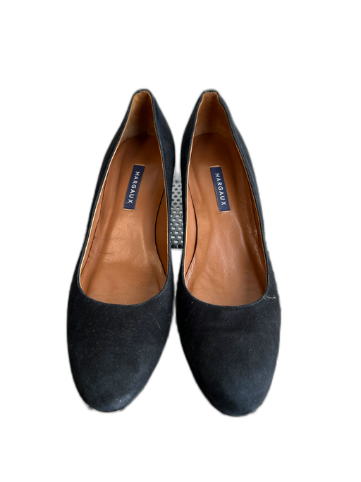 Margaux Shoe Size 40 Black Leather Suede Almond Toe Block Heel Shoes Black / 40