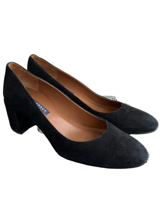 Margaux Shoe Size 40 Black Leather Suede Almond Toe Block Heel Shoes