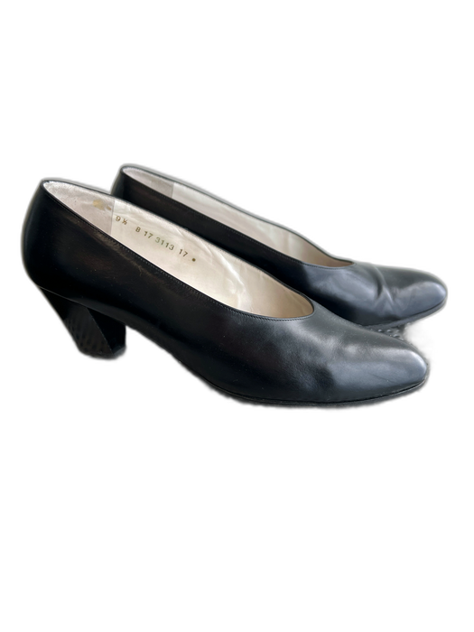 Robert Clergerie Shoe Size 9.5 Black Leather Pointed Toe Stitch Detail Shoes Black / 9.5