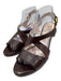 Prada Shoe Size 40 Dark Brown Leather Upper Criss Cross Ankle Buckle Sandals Dark Brown / 40