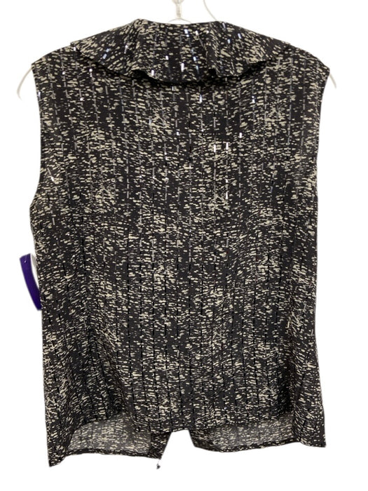 St. John Size 10 Black & Cream White Silk Sequin Design Abstract Print Top Black & Cream White / 10