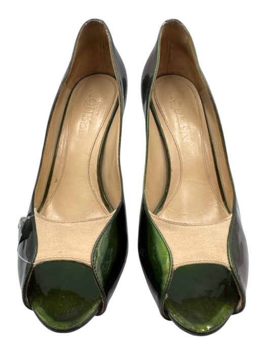 Alexander McQueen Shoe Size 40 Green, Purple & Beige Leather Upper Patent Pumps Green, Purple & Beige / 40