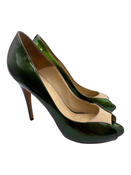 Alexander McQueen Shoe Size 40 Green, Purple & Beige Leather Upper Patent Pumps Green, Purple & Beige / 40
