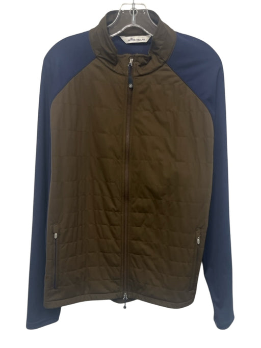 Peter Millar Size L Brown & Navy Polyester Solid Men's Jacket Brown & Navy / L