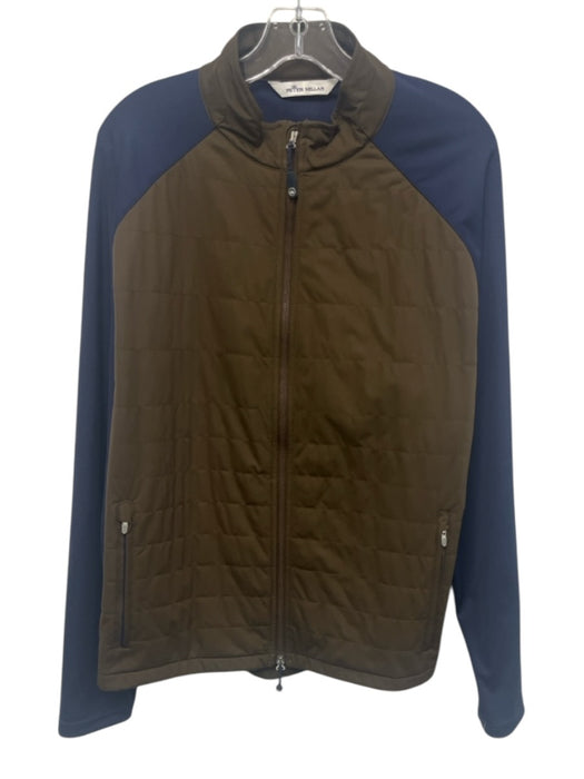 Peter Millar Size L Brown & Navy Polyester Solid Men's Jacket Brown & Navy / L