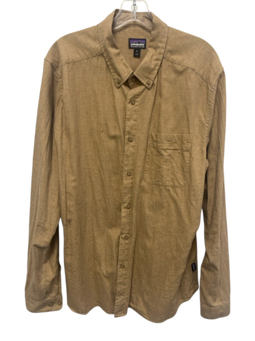 Patagonia Size XL Brown Cotton Solid Button Down Men's Long Sleeve Shirt Brown / XL