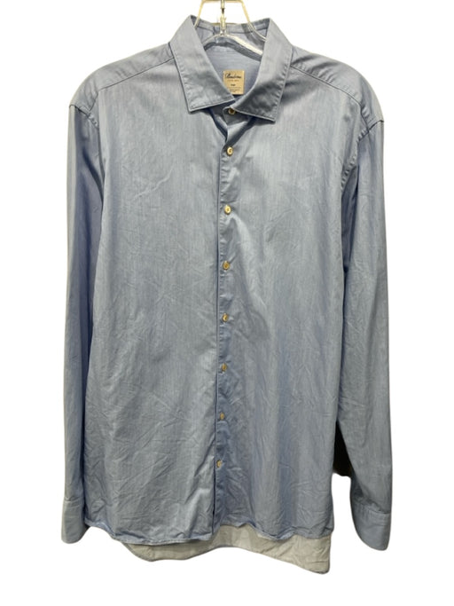 Stenstroms Size L Light blue Cotton Solid Button Up Men's Long Sleeve Shirt Light blue / L