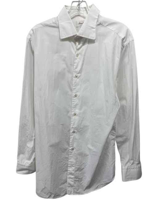 Hamilton Size Est L White Cotton Solid Button Up Spread Collar Long Sleeve Shirt White / Est L
