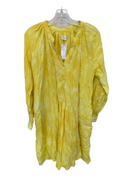 Honorine Size S Yellow Cotton Long Sleeve Tie Dye Dress Yellow / S