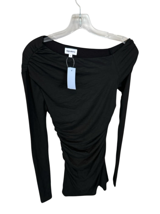 Superdown Size S Black Mink Scrunch Detail Long Sleeve Square Neck Dress Black / S