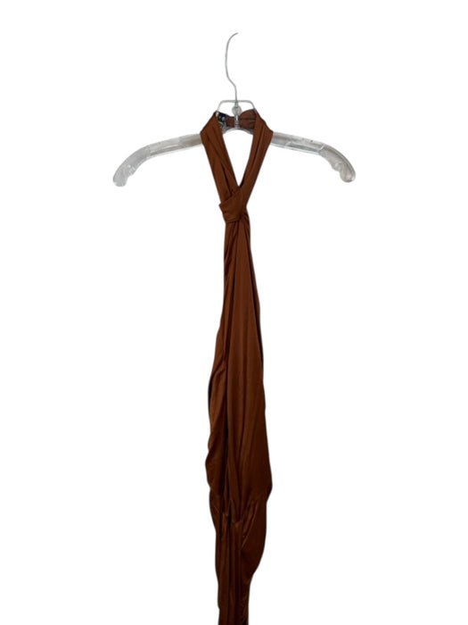 Gauge81 Size XS Brown Viscose One Shoulder Gathered Dress Brown / XS