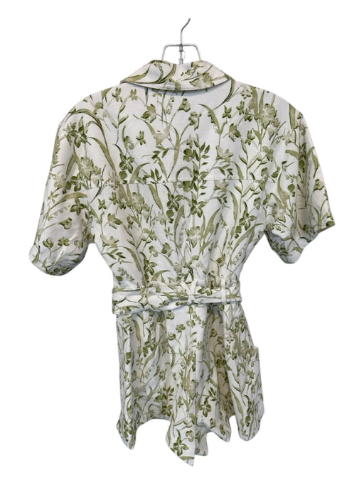 Finders Keepers Size S White & Green Viscose Blend Short Sleeve Botanical Romper White & Green / S