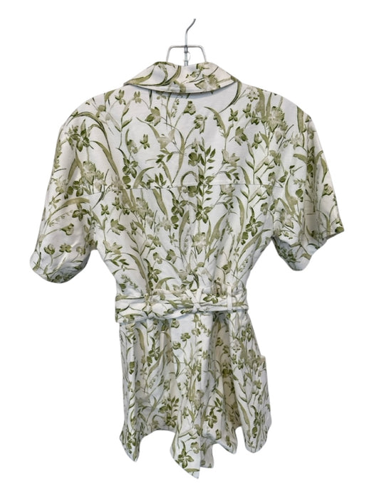 Finders Keepers Size S White & Green Viscose Blend Short Sleeve Botanical Romper White & Green / S