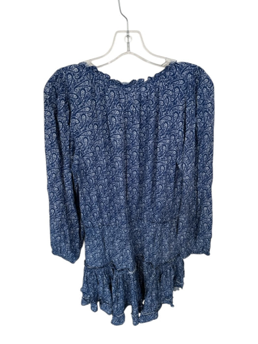 Misa Size M Navy & white Rayon Long Balloon Sleeve Paisley Elastic Waist Dress Navy & white / M