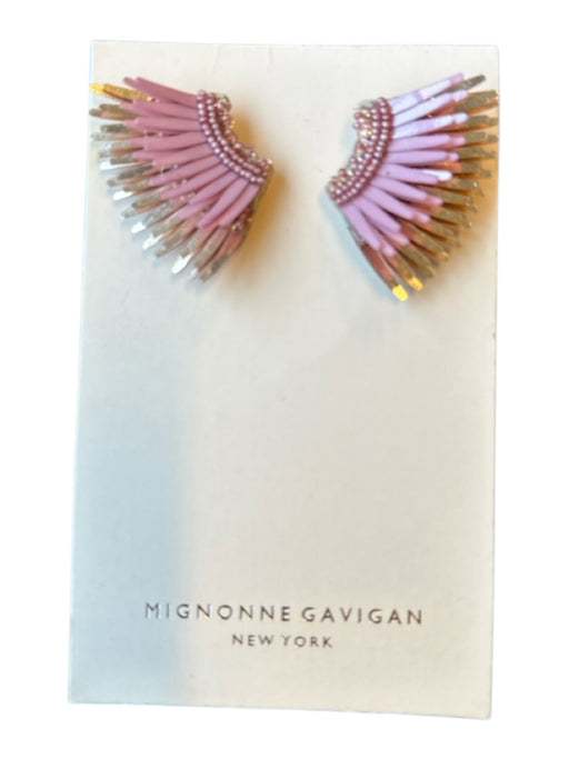 Mignonne Gavigan Pink & Rose Gold Sequin Post Back Wings Earrings Pink & Rose Gold