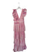Saylor Size M Pink & Multi Cotton Blend Flutter Sleeves Striped Metallic Dress Pink & Multi / M