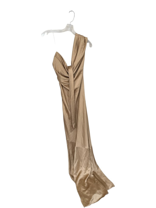 Significant Other Size 6 Tan One Shoulder Side Zip Belted Gown Tan / 6