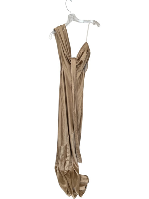 Significant Other Size 6 Tan One Shoulder Side Zip Belted Gown Tan / 6