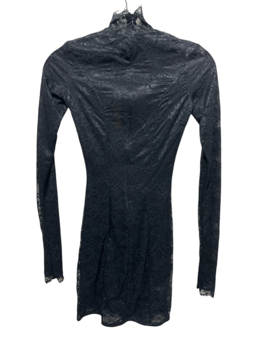 SKIMS Size XXS Black Polyamide Blend Long Sleeve Floral Lace Mock Neck Dress Black / XXS
