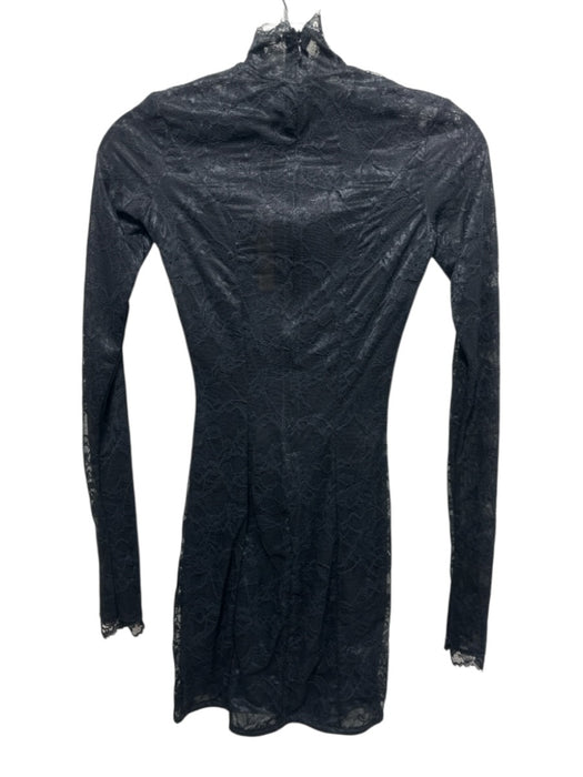 SKIMS Size XXS Black Polyamide Blend Long Sleeve Floral Lace Mock Neck Dress Black / XXS