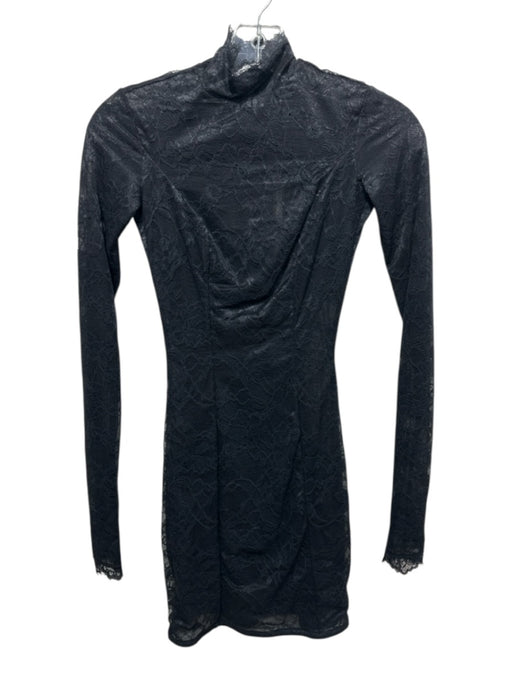 SKIMS Size XXS Black Polyamide Blend Long Sleeve Floral Lace Mock Neck Dress Black / XXS