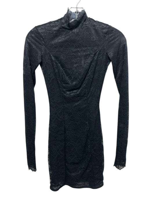 SKIMS Size XXS Black Polyamide Blend Long Sleeve Floral Lace Mock Neck Dress Black / XXS