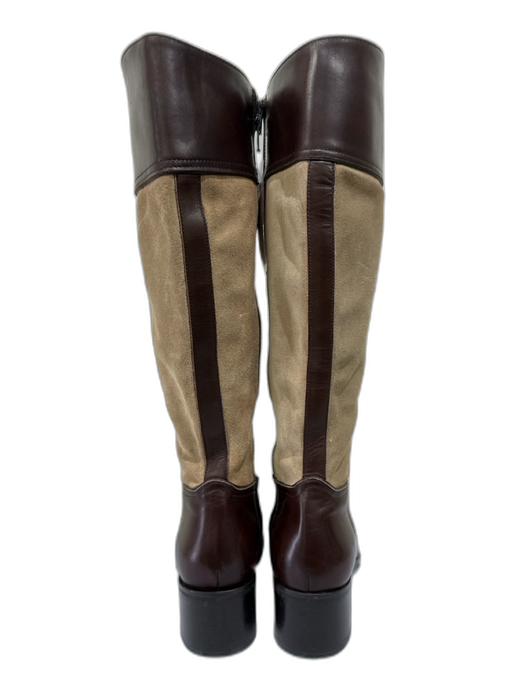 Coach Shoe Size 8B Dark Brown & Beige Leather Side Zip Pointed Toe Boots Dark Brown & Beige / 8B