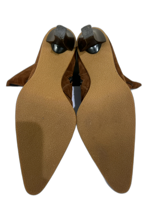 Coach Shoe Size 8B Brown Suede Laced Detail Side Zip Pointed Toe Knee High Boots Brown / 8B