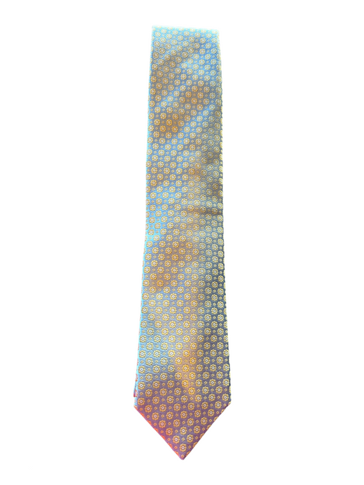 Canali Blue & Yellow Silk All Over Print Men's Tie Blue & Yellow