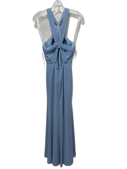 Azazie Size C Light Slate Blue Polyester Sleeveless Halter Pleat Detail Gown Light Slate Blue / C