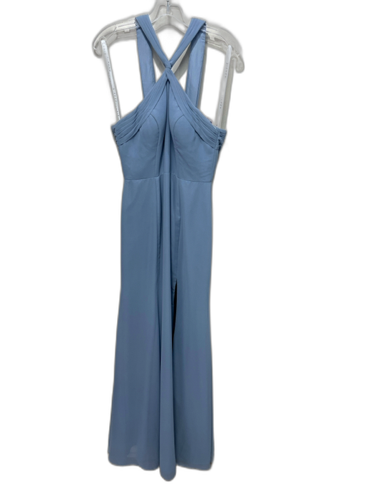 Azazie Size C Light Slate Blue Polyester Sleeveless Halter Pleat Detail Gown Light Slate Blue / C