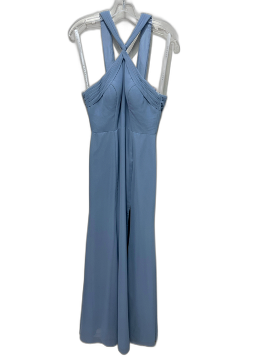 Azazie Size C Light Slate Blue Polyester Sleeveless Halter Pleat Detail Gown Light Slate Blue / C