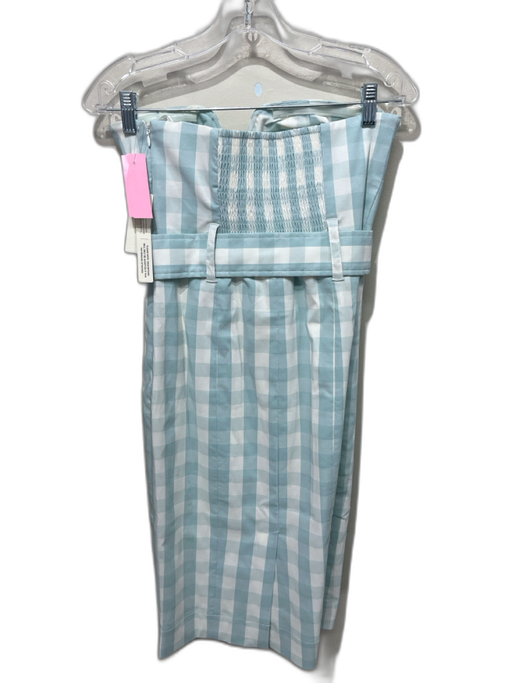 Maeve Size S White & Mint Blue Viscose Blend Gingham Sleeveless Belted Dress White & Mint Blue / S