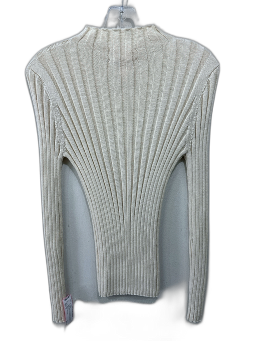Laude The Label Size M Cream White Baby Alpaca Ribbed Knit Mock Neck Sweater Cream White / M