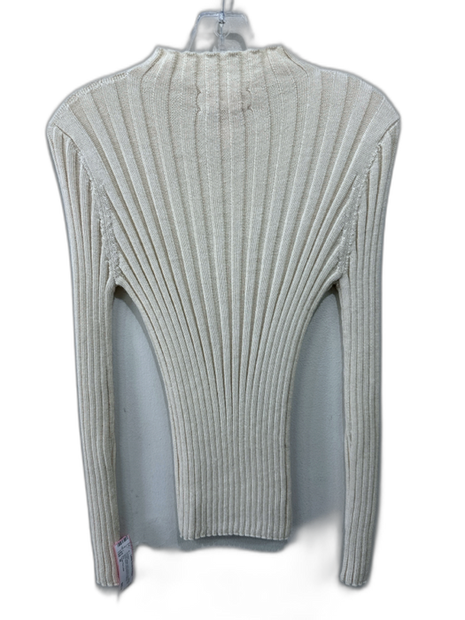 Laude The Label Size M Cream White Baby Alpaca Ribbed Knit Mock Neck Sweater Cream White / M